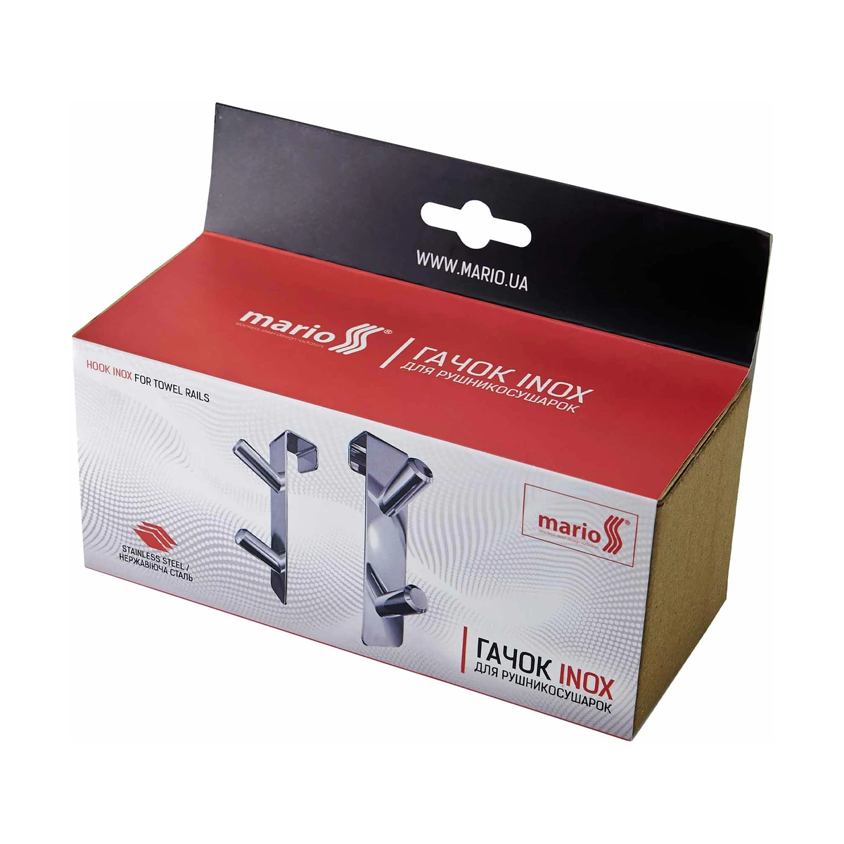 Гачок навісний для рушникосушки Mario INOX полірований, кругла труба