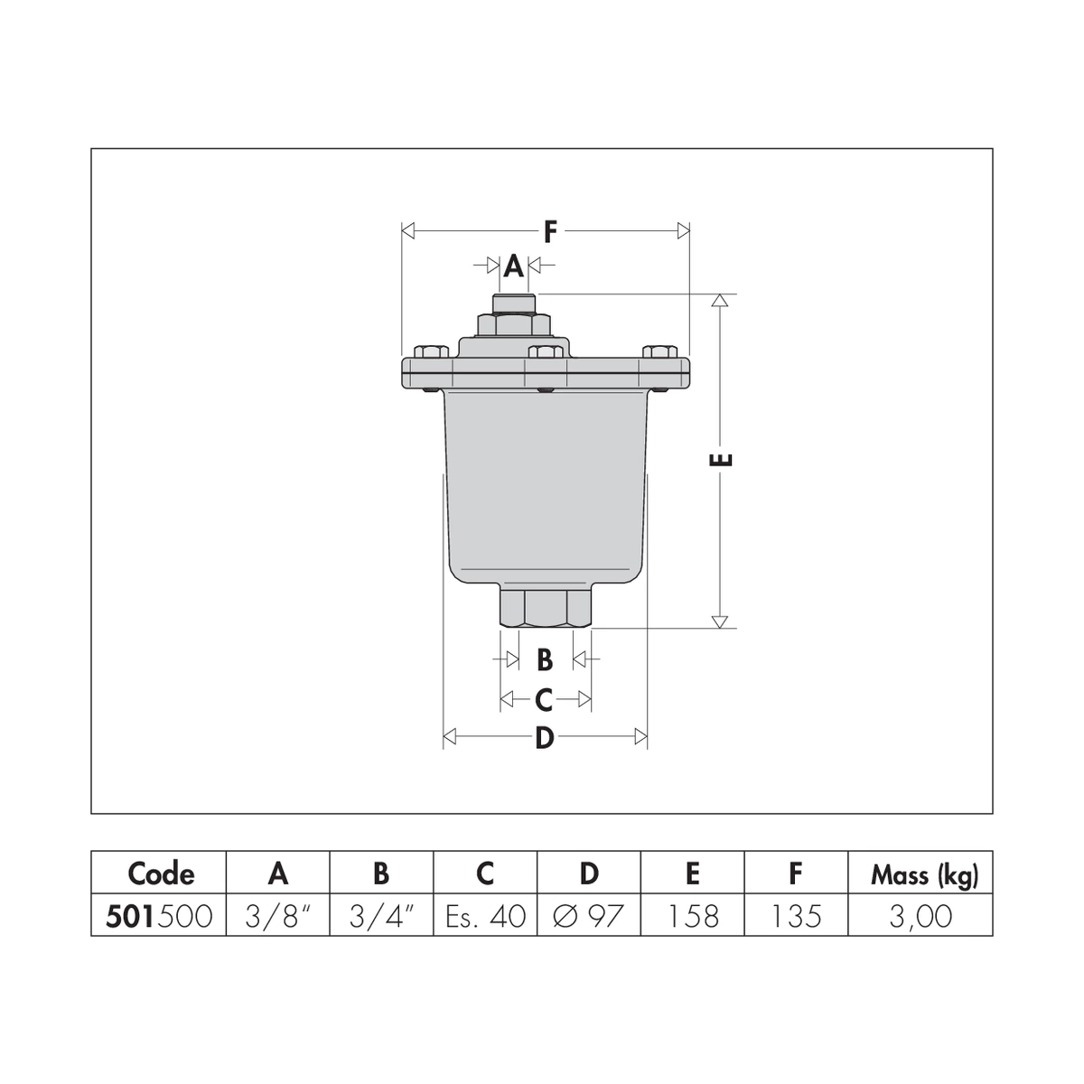 Автоматический воздухоотводчик Caleffi MAXCAL 501500 3/4″ ВР для отопления и кондиционирования, 16 бар
