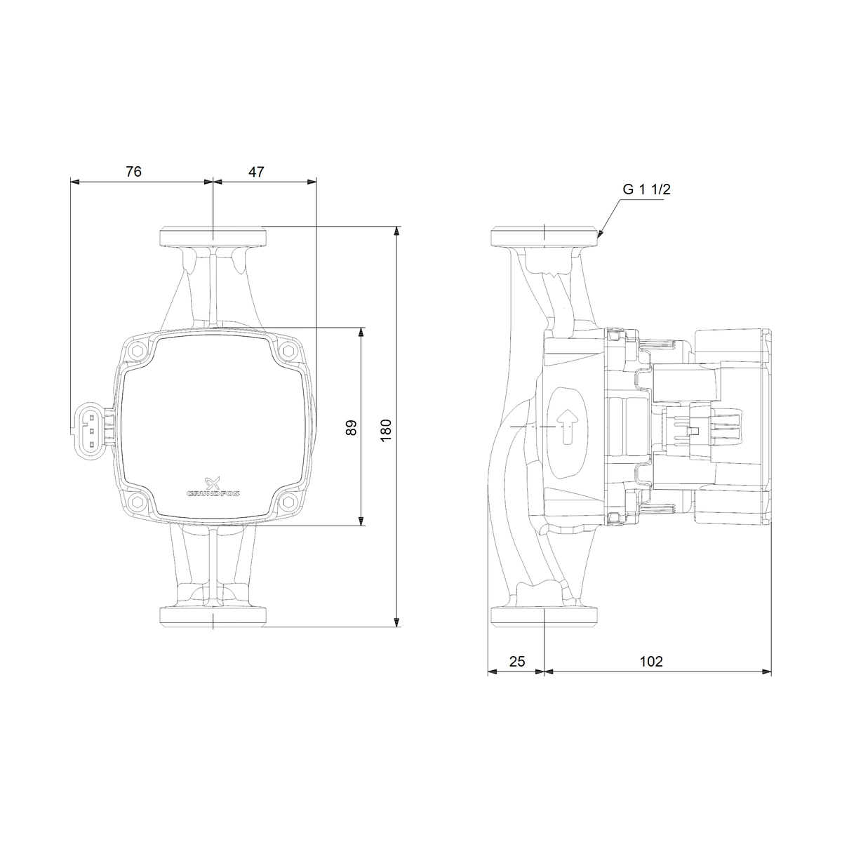 Насос циркуляційний Grundfos ALPHA1 GO 25-60 180 різьбовий 6 м для опалення