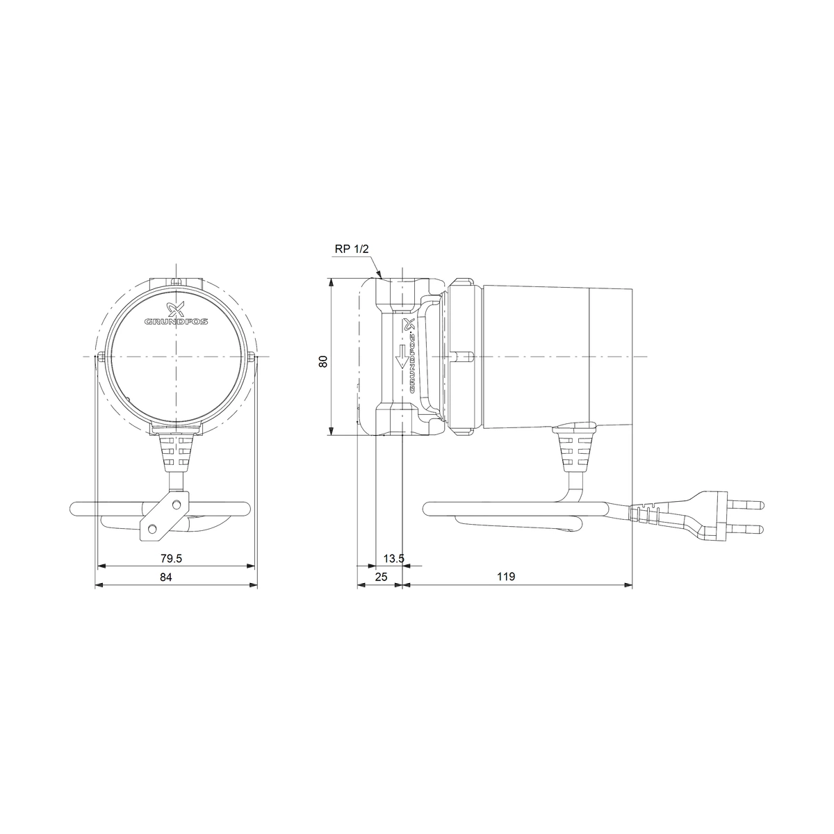 Насос циркуляційний Grundfos COMFORT 15-14 B T з термостатом для гарячої води