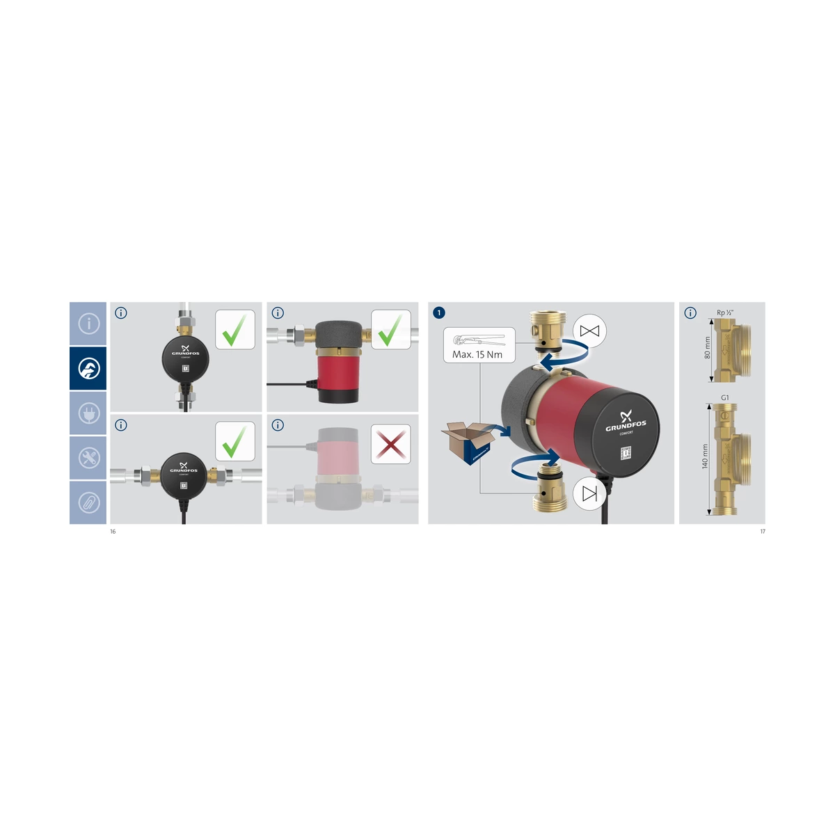 Насос циркуляционный Grundfos COMFORT 15-14 BX T с термостатом для горячей воды