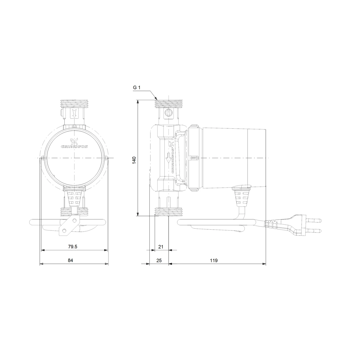 Насос циркуляционный Grundfos COMFORT 15-14 BX с клапанами для горячей воды