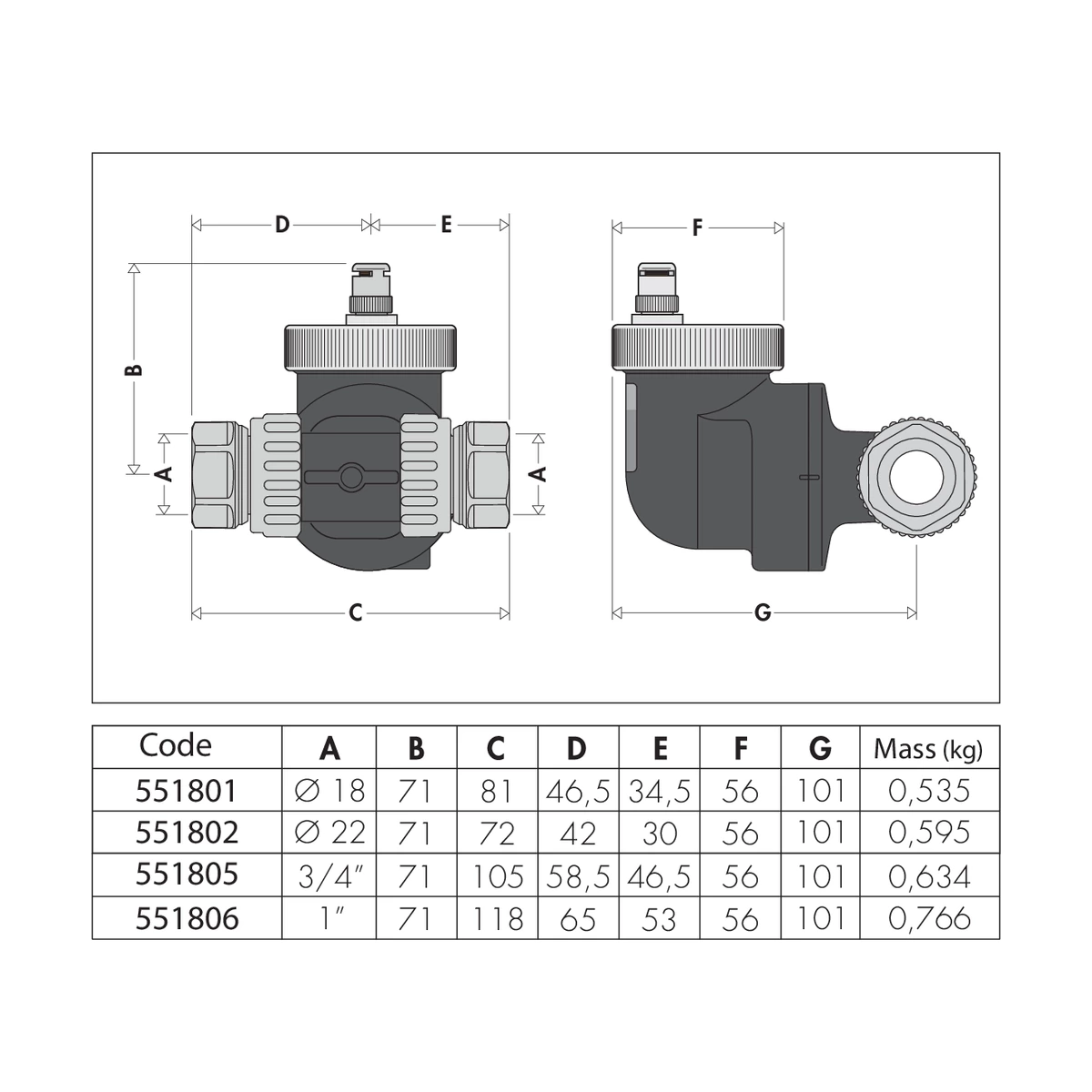 Деаэратор под котел Caleffi DISCALSLIM 551806 1″ ВР для горизонтальных и вертикальных труб
