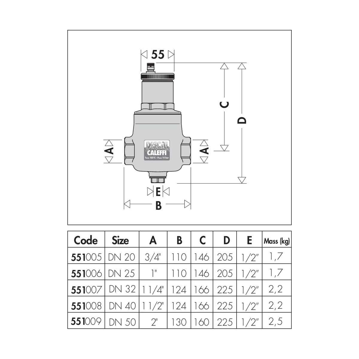 Деаэратор (сепаратор воздуха) Caleffi DISCAL 551005 3/4″ ВР со сливным краном