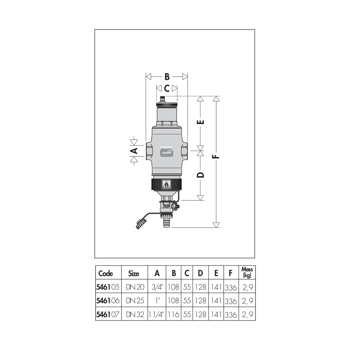 Деаэратор-дешламатор с магнитом Caleffi DISCALDIRTMAG 546106 1″ ВР, латунь