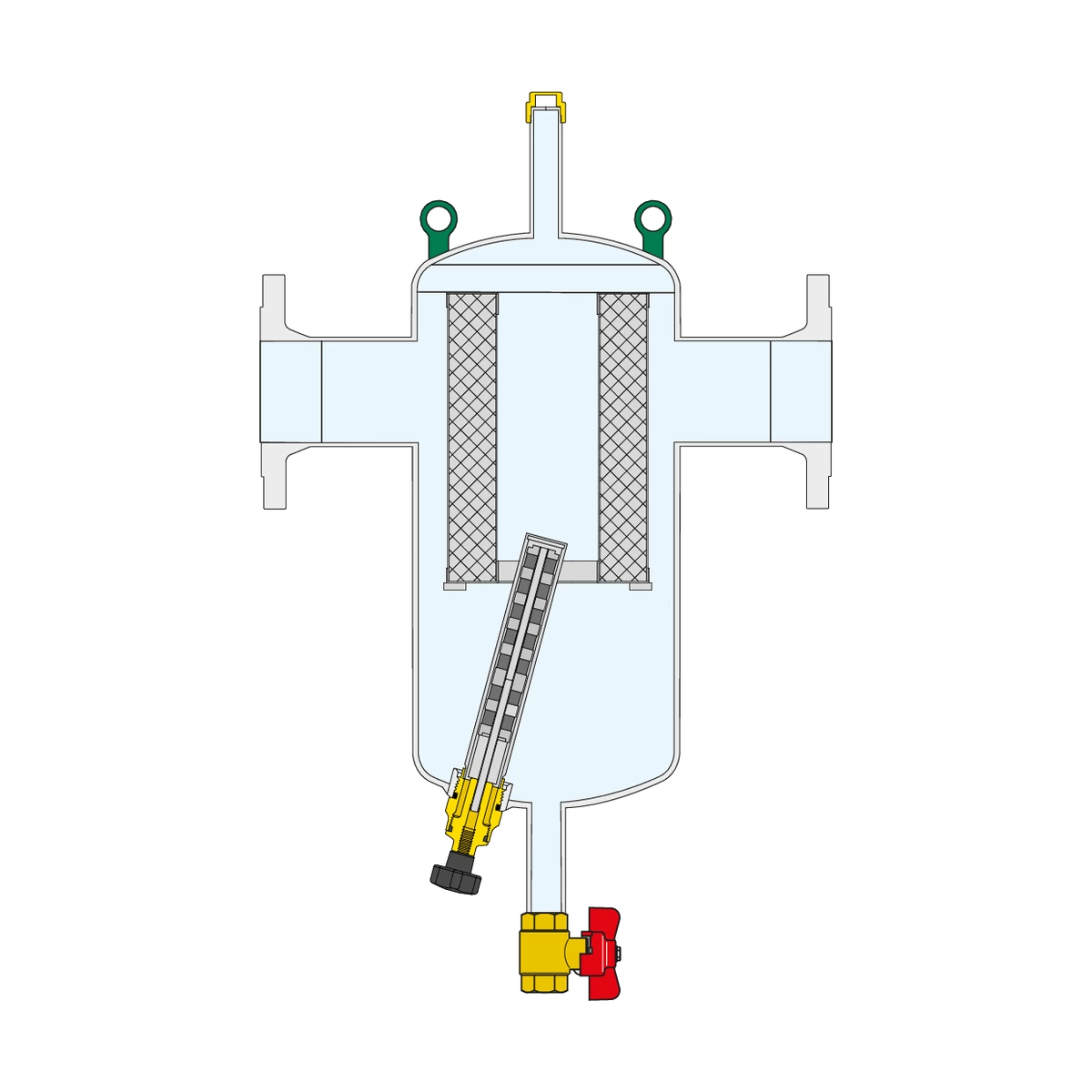Фланцевый дешламатор с магнитом Caleffi DIRTMAG 546680 DN80 PN16, сталь, с теплоизоляцией