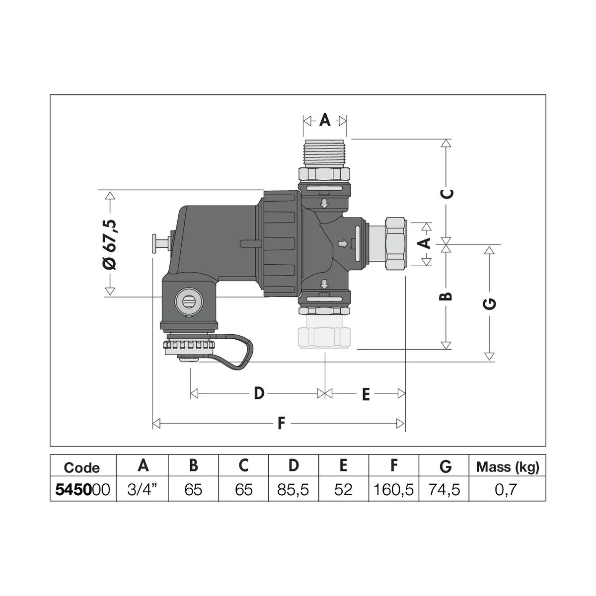 Магнитный дешламатор под котел Caleffi DIRTMAGMINI 545000 3/4″ НР x ВР, композит