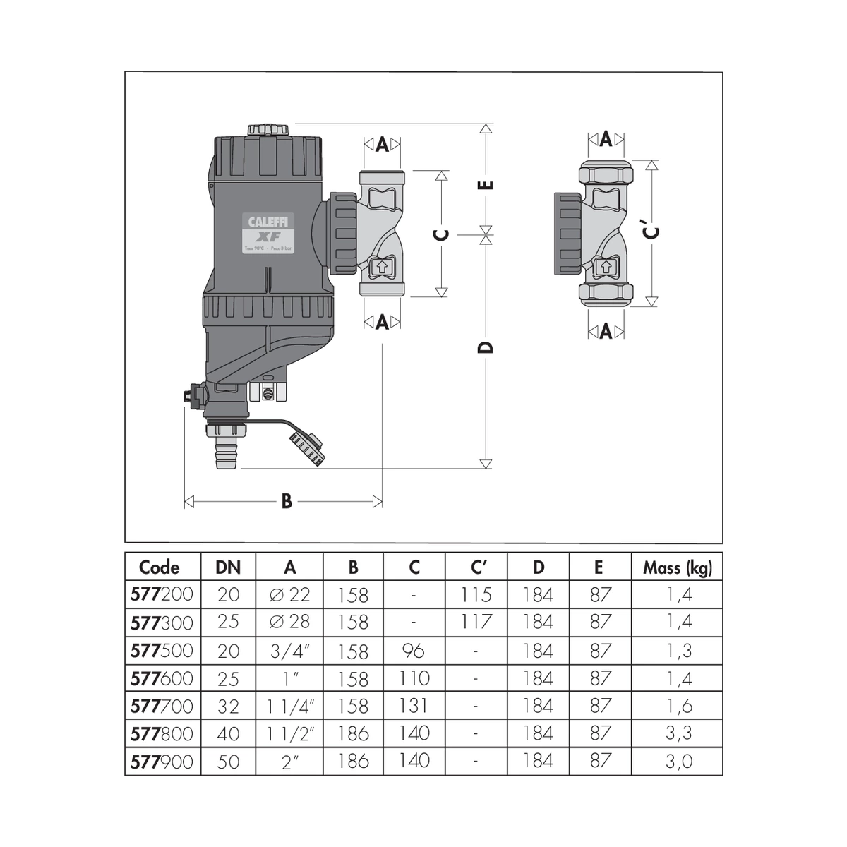 Самоочищающийся магнитный фильтр Caleffi XF 577600 1″ ВР для системы отопления