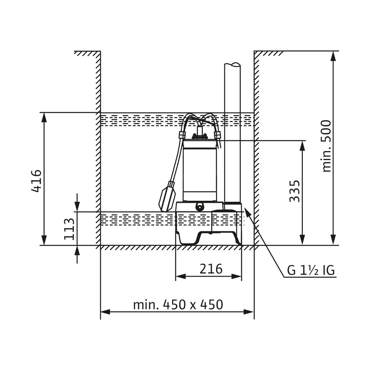 Насос для стічних вод Wilo Rexa MINI3-V04.09/M05-523/A-5M з поплавцем, вихровий, 0,5 кВт