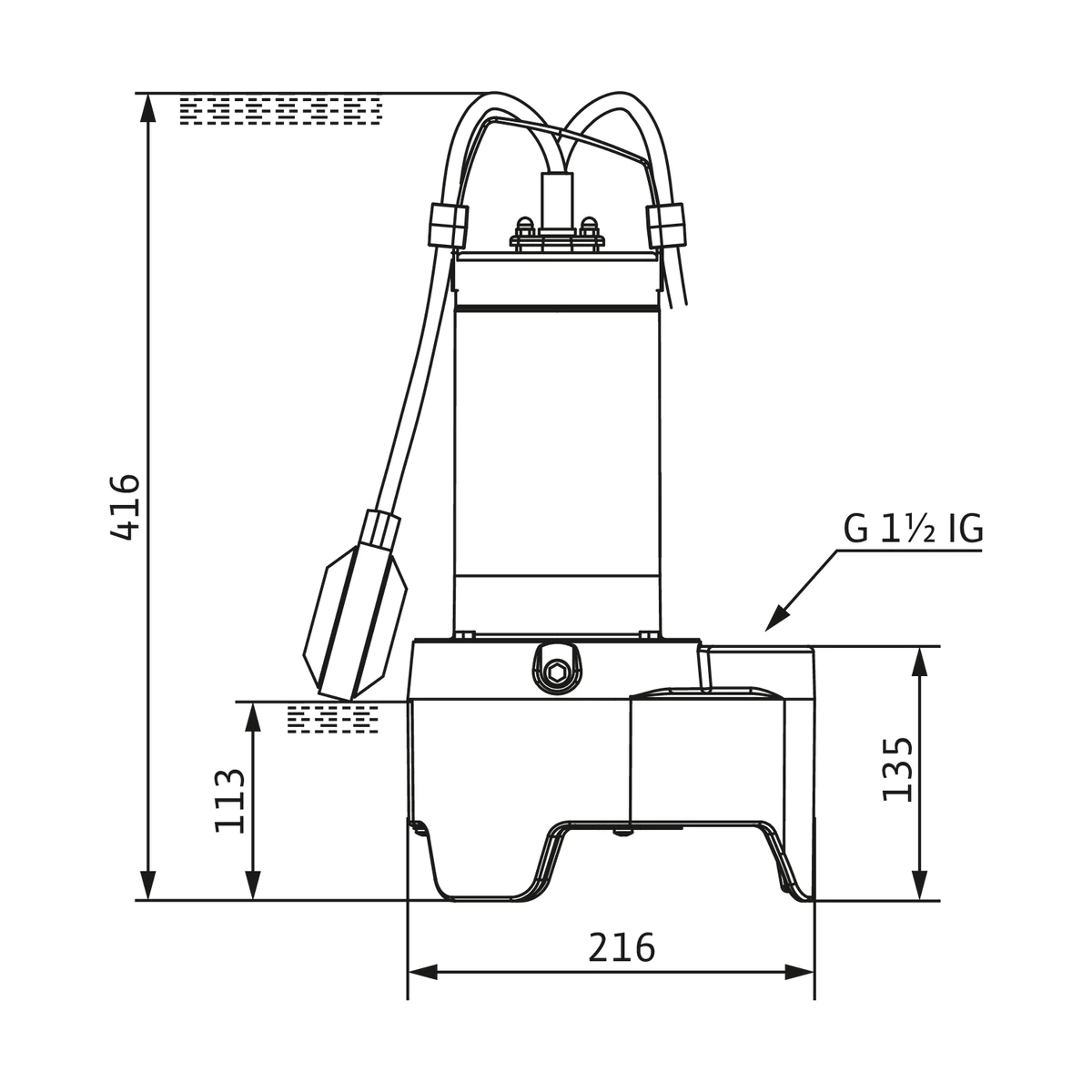 Насос для стічних вод Wilo Rexa MINI3-V04.11/M06-523/A-5M з поплавцем, вихровий, 0,6 кВт