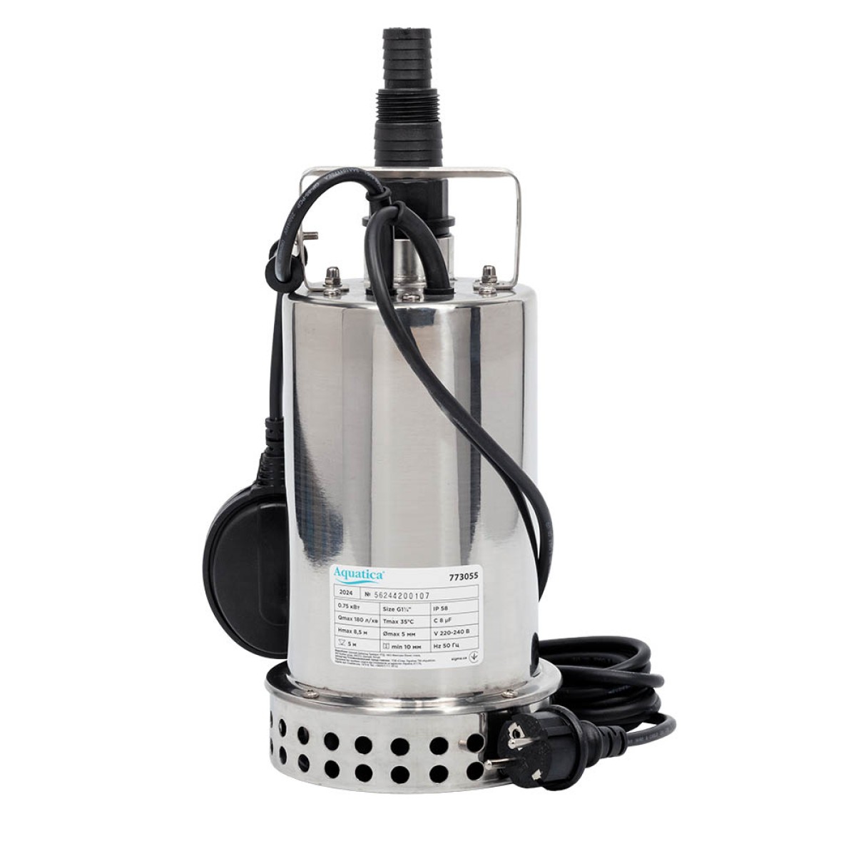Насос дренажный Aquatica ELL SUB 750 INOX нержавеющий 0,75 кВт 8 м