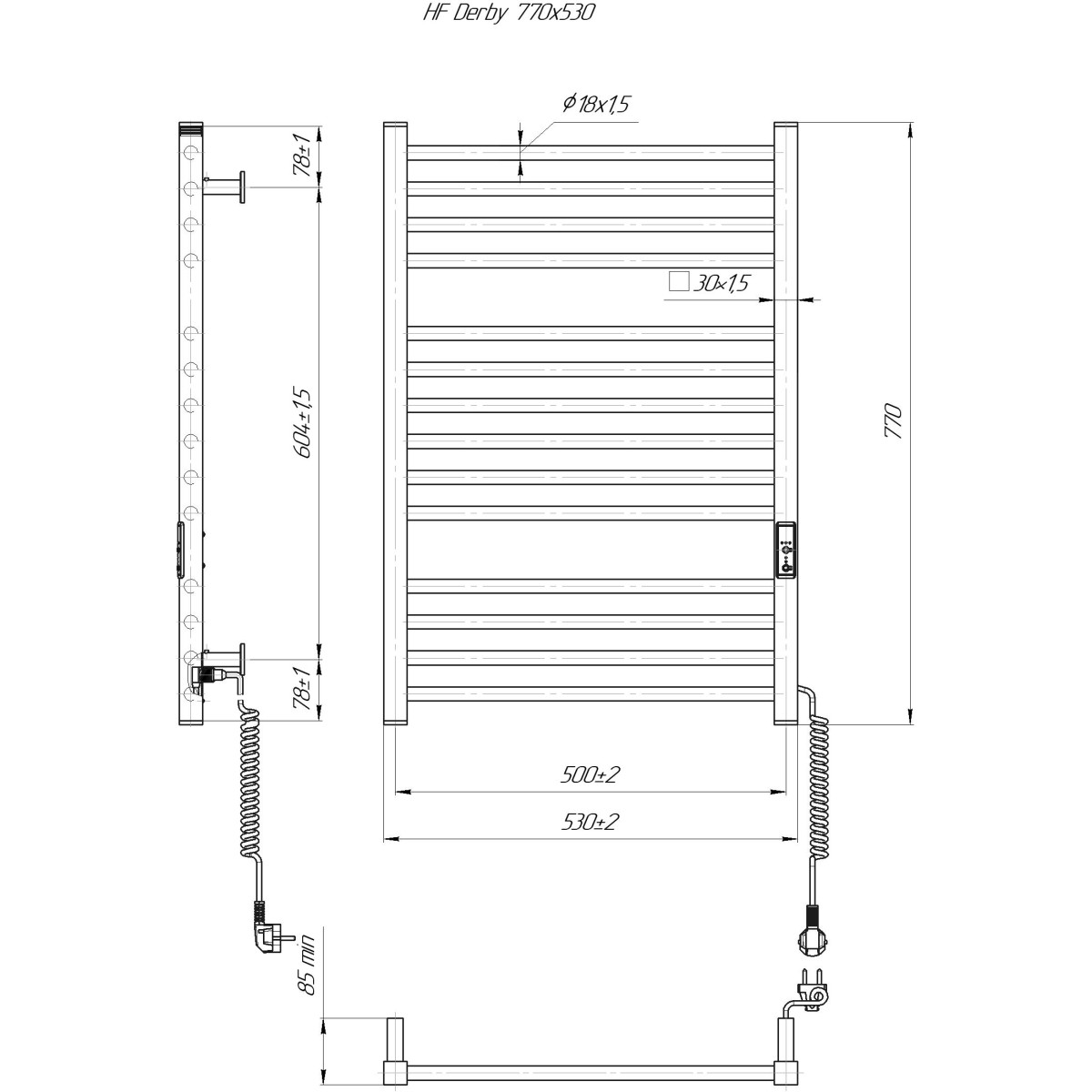 Полотенцесушитель электрический Mario Hygge Family HF Derby 770x530 белый матовый 170 Вт с таймером