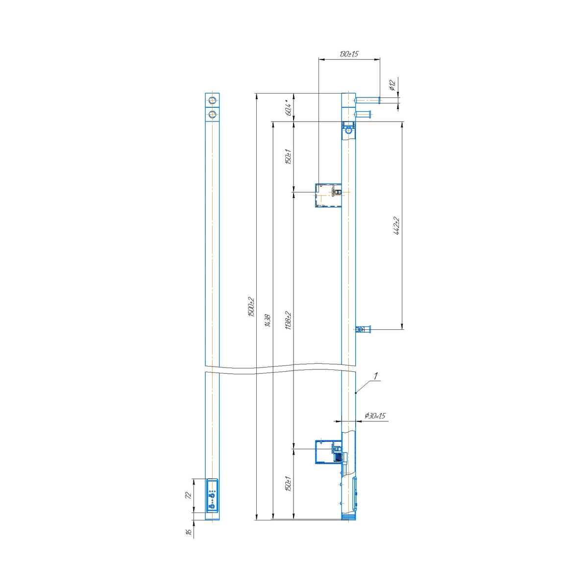 Рушникосушка електрична Mario INOX Рей-I 1500x30/130, 35 Вт, графіт