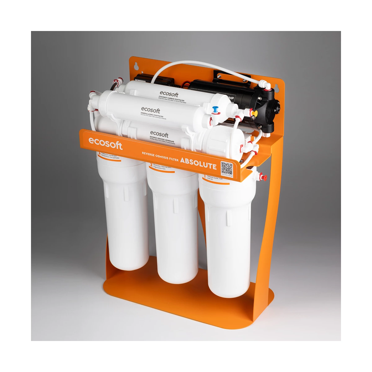 Фильтр обратного осмоса Ecosoft Absolute с минерализатором и помпой на станине, 75 GPD, от 2 бар