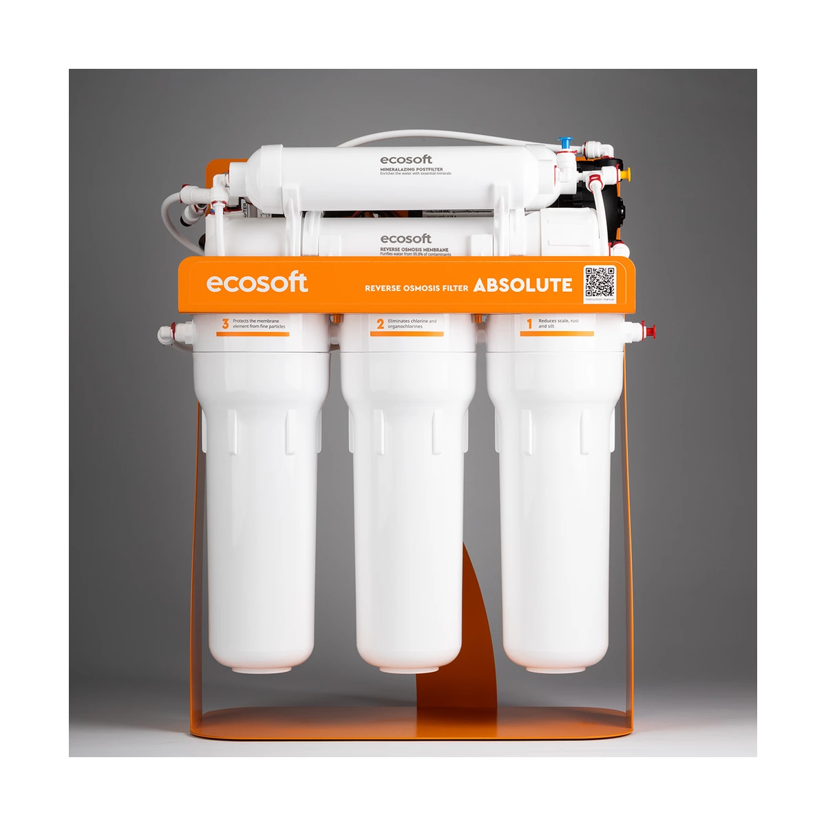 Фильтр обратного осмоса Ecosoft Absolute с минерализатором и помпой на станине, 75 GPD, от 2 бар