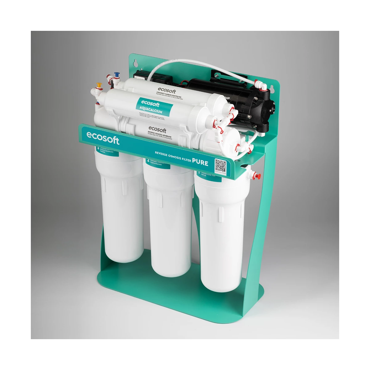 Фильтр обратного осмоса Ecosoft PURE AquaCalcium Mint с помпой на станине, кальций, от 2 бар