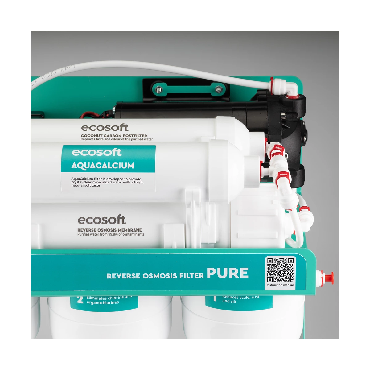 Фильтр обратного осмоса Ecosoft PURE AquaCalcium Mint с помпой на станине, кальций, от 2 бар