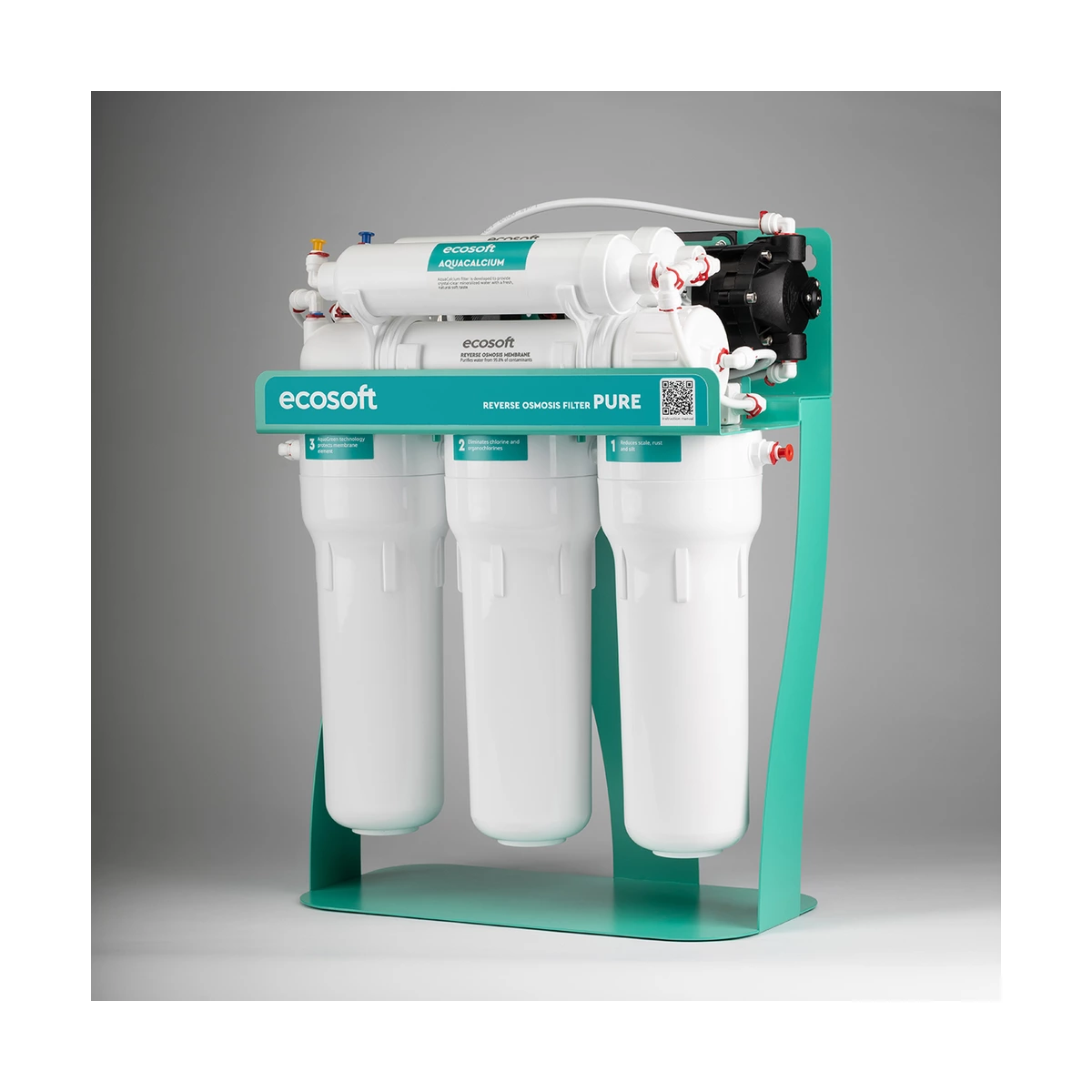 Фильтр обратного осмоса Ecosoft PURE AquaCalcium Mint с помпой на станине, кальций, от 2 бар