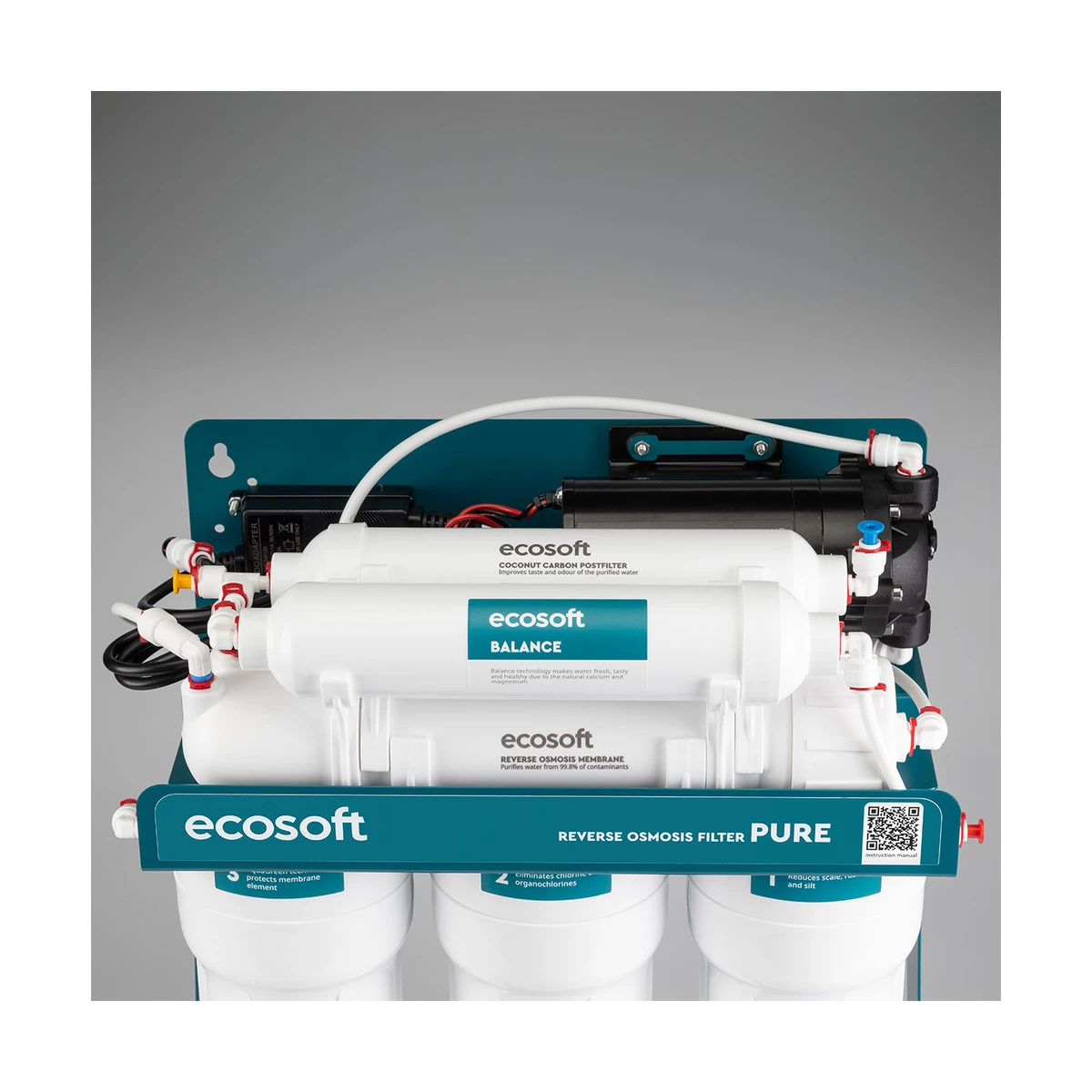 Фильтр обратного осмоса Ecosoft PURE Balance с помпой на станине, кальций и магний, от 2 бар