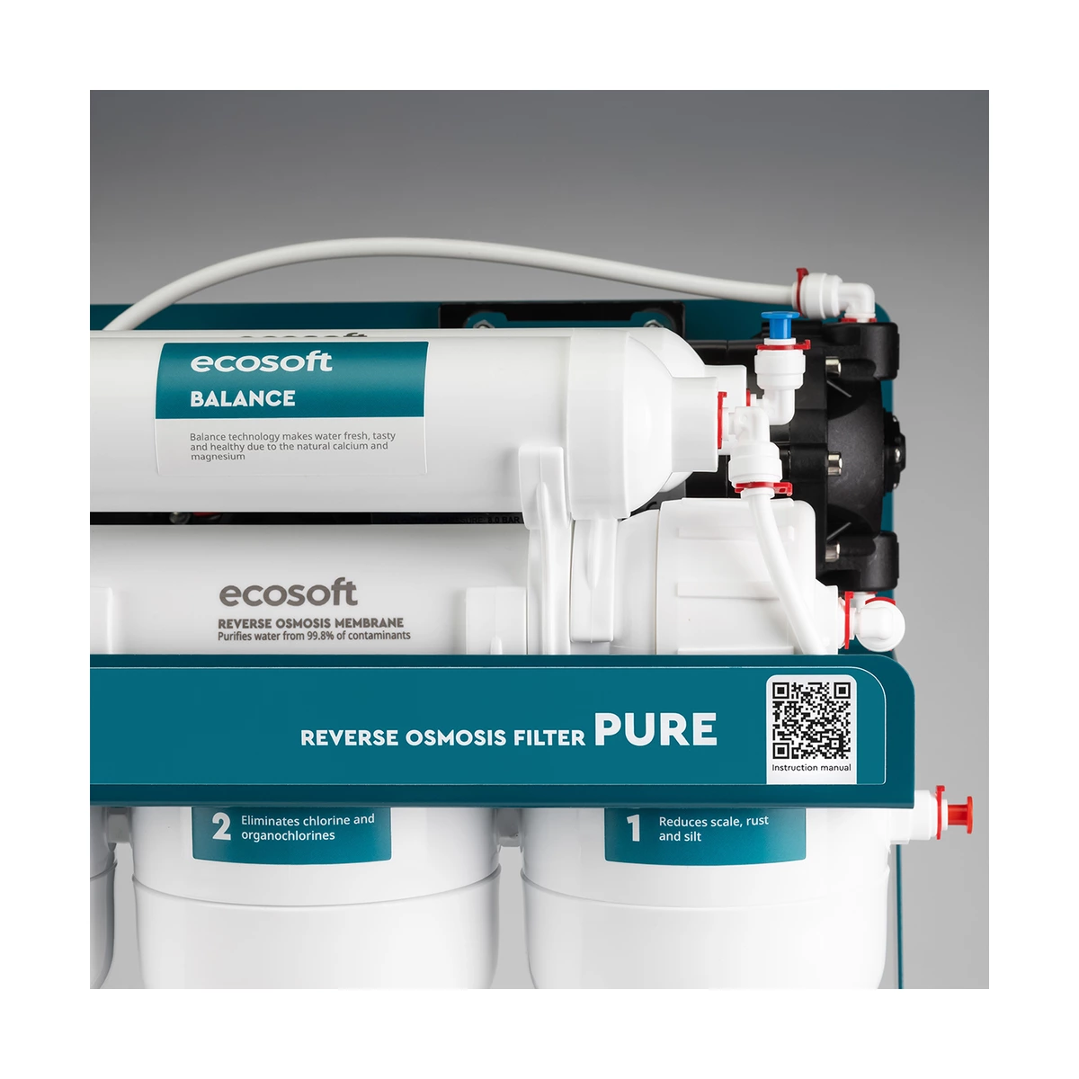 Фильтр обратного осмоса Ecosoft PURE Balance с помпой на станине, кальций и магний, от 2 бар