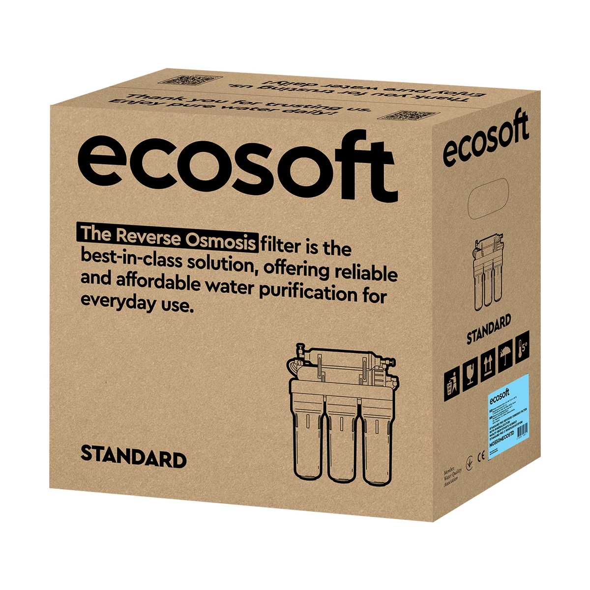 Фильтр обратного осмоса Ecosoft Standard PRO с минерализацией кальцием, 5 ступеней, бак 7 л