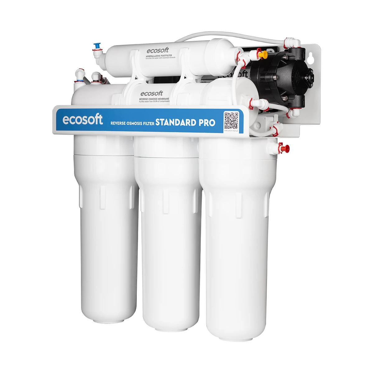 Фильтр обратного осмоса Ecosoft Standard PRO с помпой для низкого давления, минерализация, бак 7 л