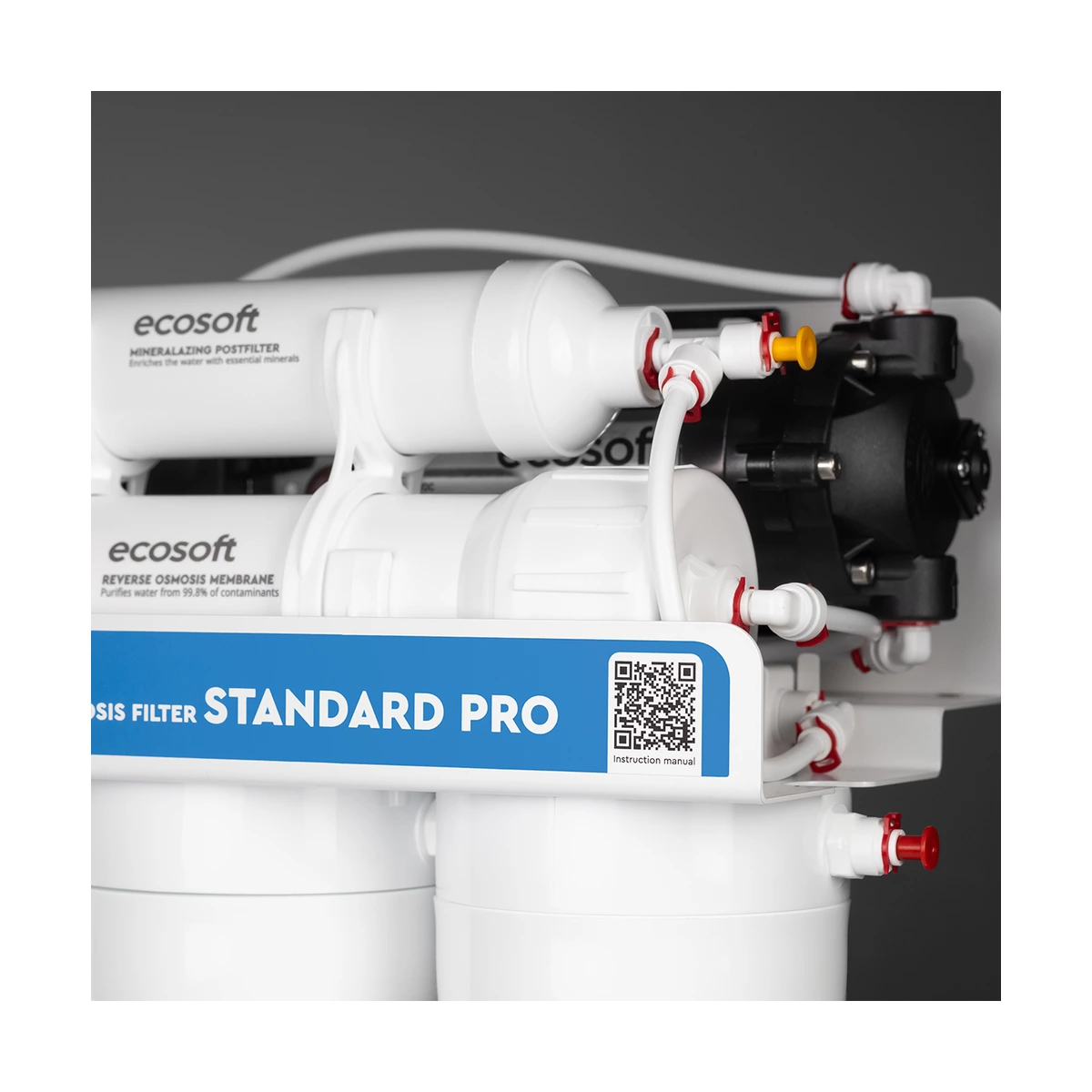 Фильтр обратного осмоса Ecosoft Standard PRO с помпой для низкого давления, минерализация, бак 7 л