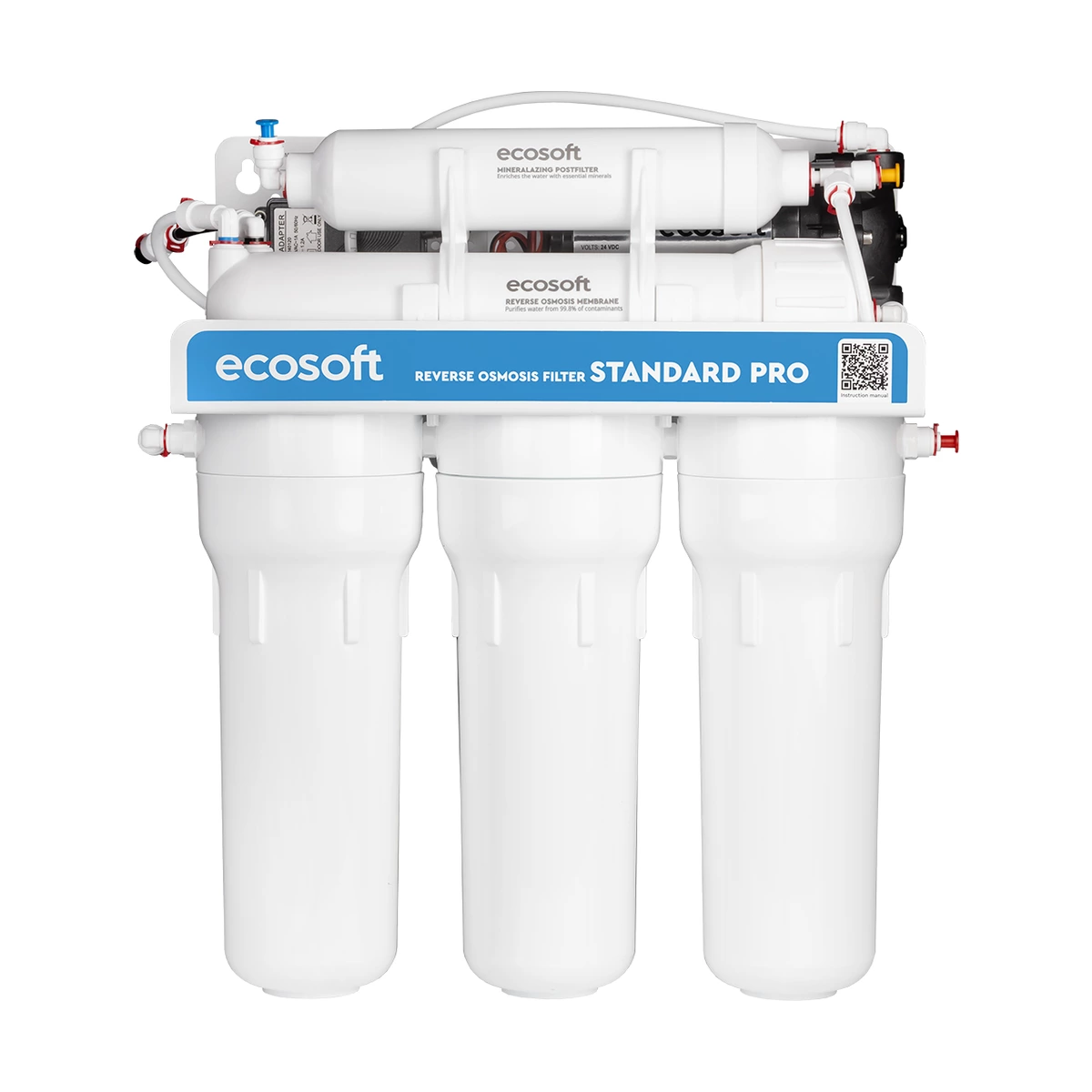 Фильтр обратного осмоса Ecosoft Standard PRO с помпой для низкого давления, минерализация, бак 7 л