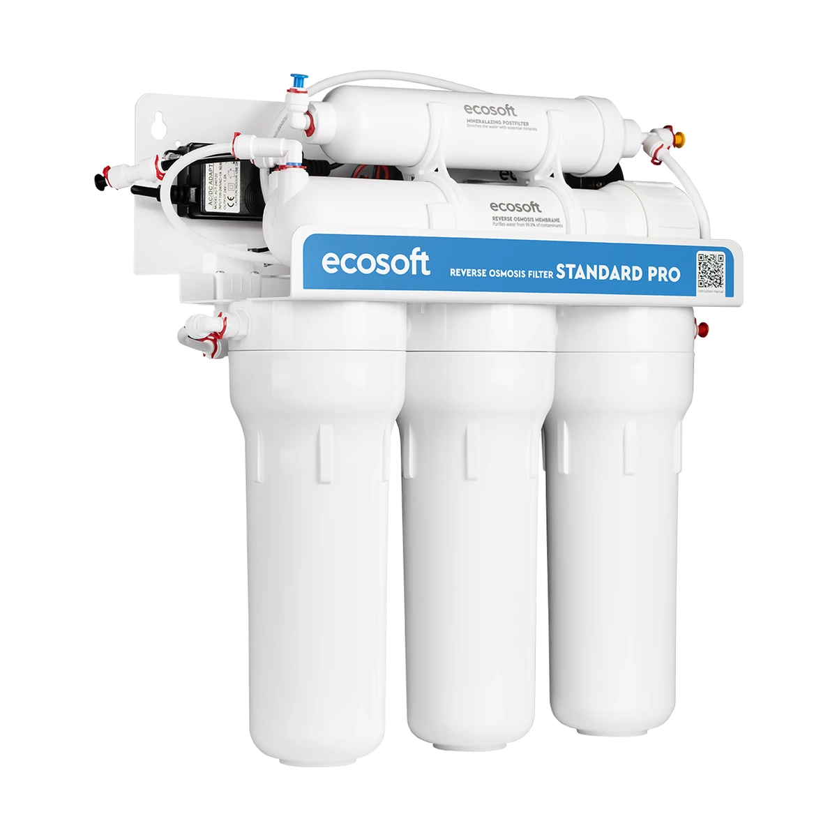 Фильтр обратного осмоса Ecosoft Standard PRO с помпой для низкого давления, минерализация, бак 7 л
