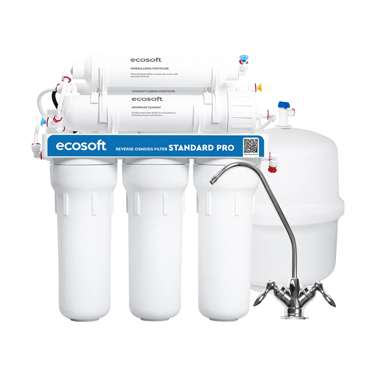 Фильтр обратного осмоса Ecosoft Standard с минерализатором, 6 ступеней, бак 7 л, двойной кран