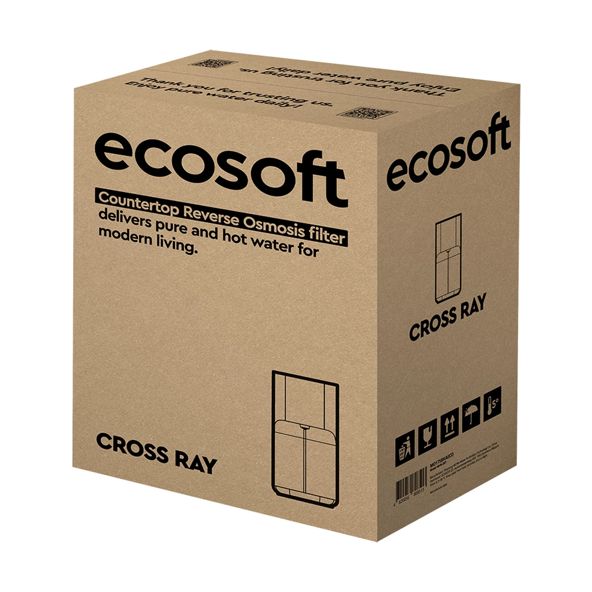 Настольный фильтр обратного осмоса Ecosoft RAY с нагревом до 100 °C и УФ, без подключения к водопроводу