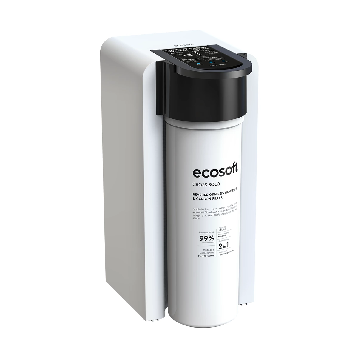 Прямоточный фильтр обратного осмоса Ecosoft CROSS Solo без бака, 78 л/ч, картридж 2-в-1