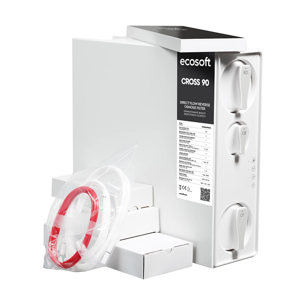 Прямоточный фильтр обратного осмоса Ecosoft CROSS90 без бака, 90 л/ч, 600 GPD, smart-кран