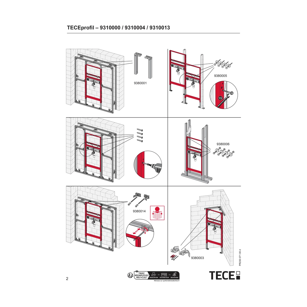 Інсталяція для умивальника TECEprofil 1120 мм 9310000