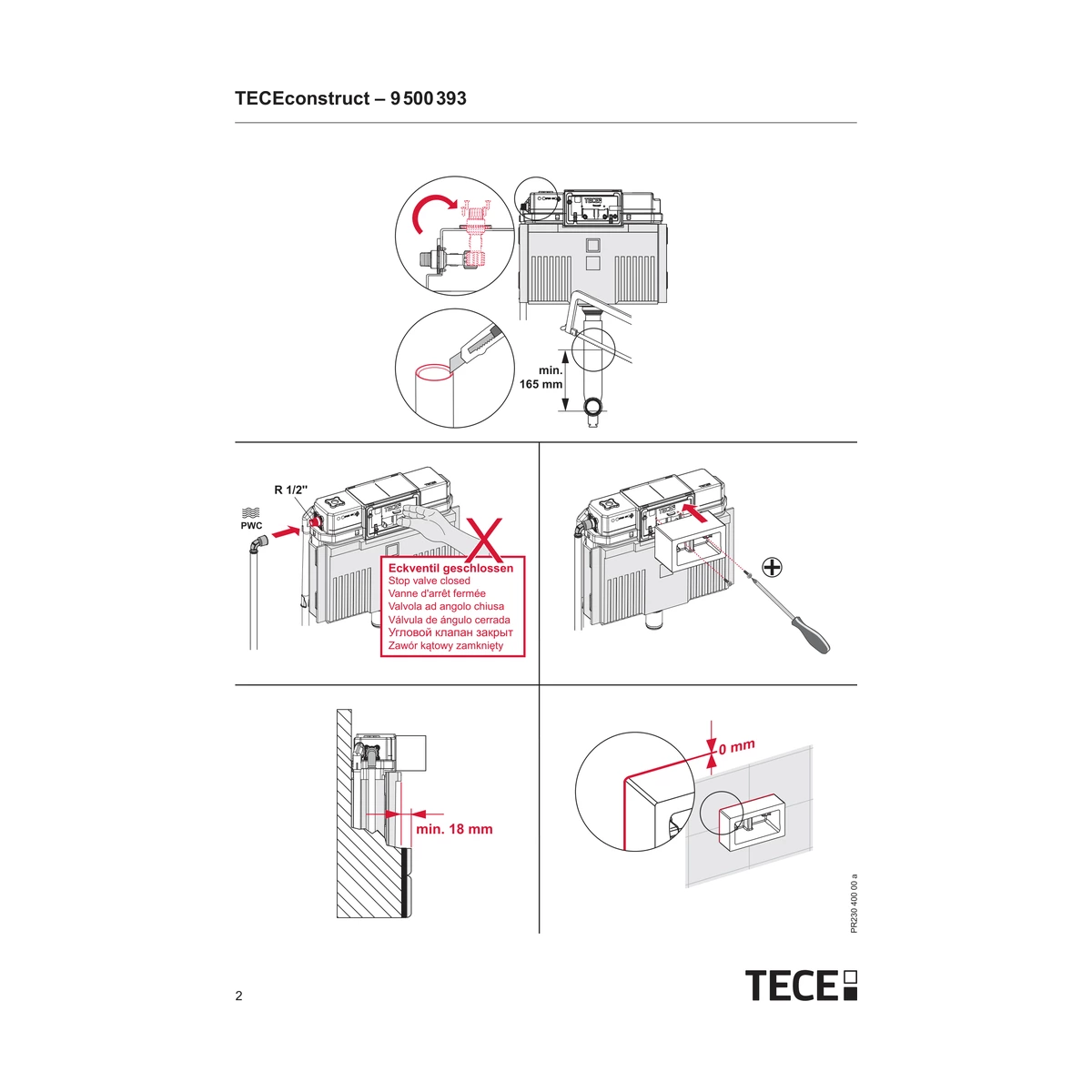 Інсталяція для унітаза TECEconstruct на 4 опорах з бачком Uni 1120 мм 9500393