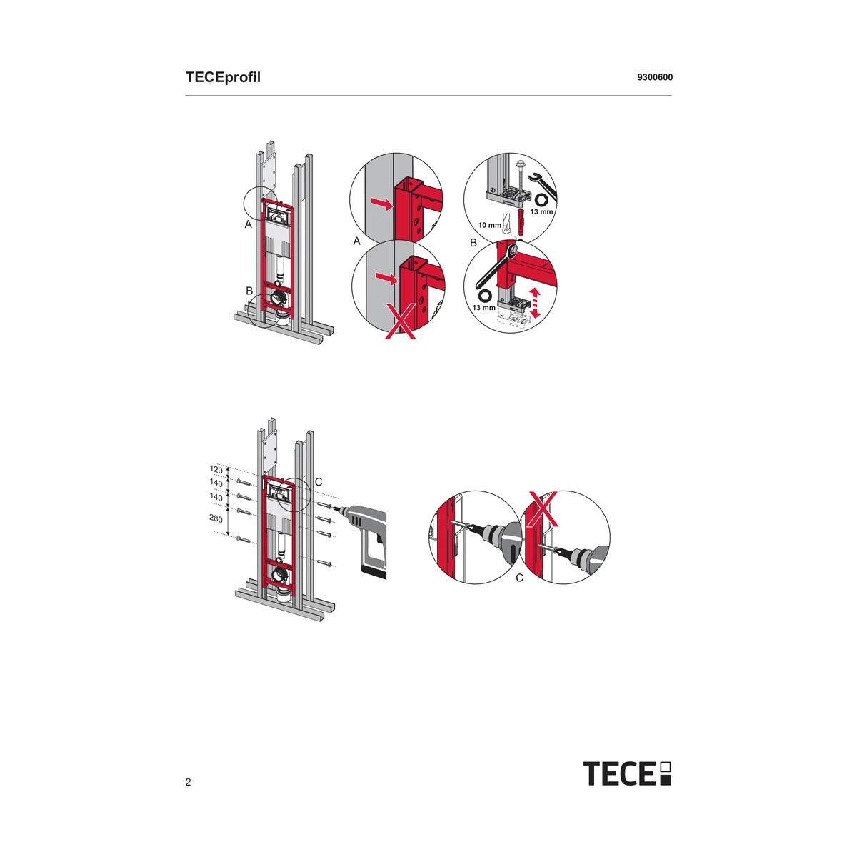 Інсталяція для унітаза TECEprofil Compact 320 вузька 320 мм 1120 мм 9300600