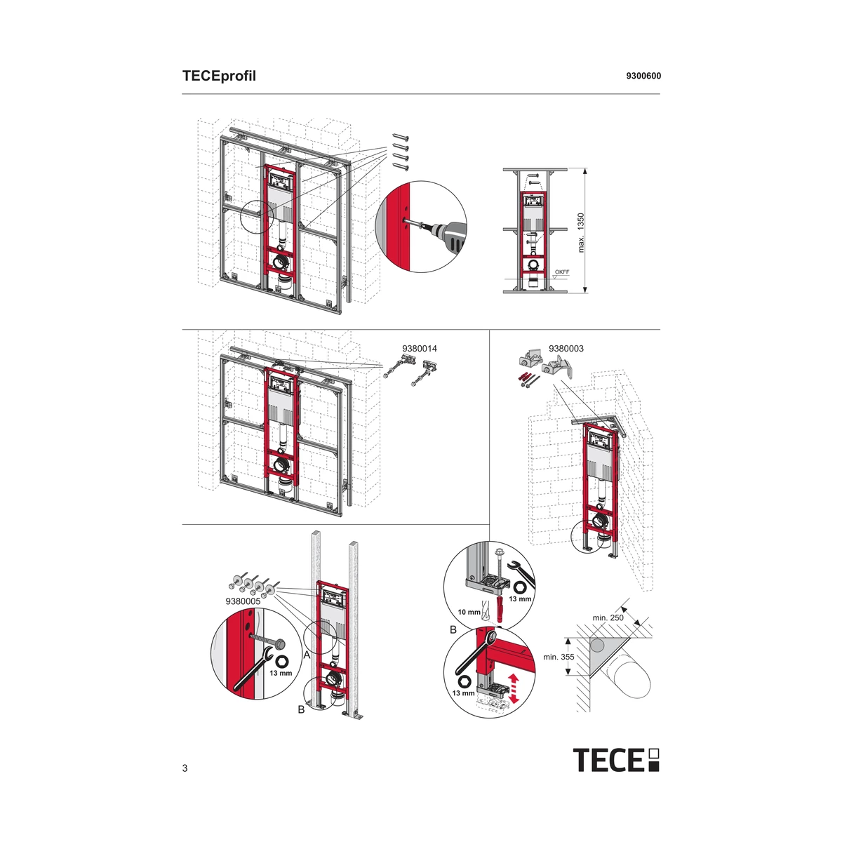 Інсталяція для унітаза TECEprofil Compact 320 вузька 320 мм 1120 мм 9300600