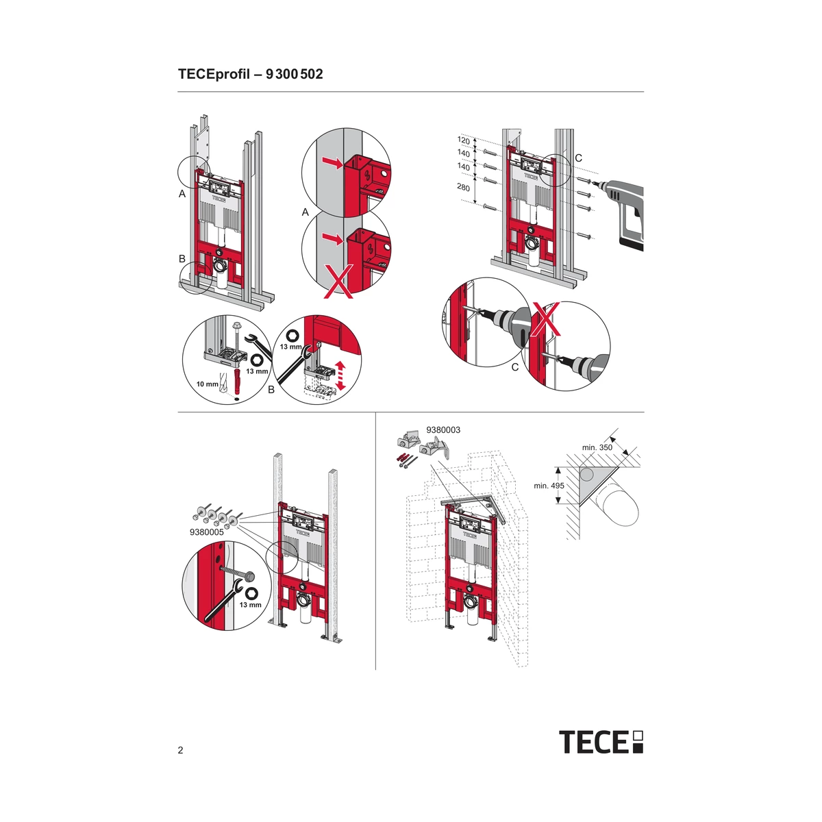 Інсталяція для унітаза TECEprofil тонка 8 см з бачком Octa II 1120 мм 9300502