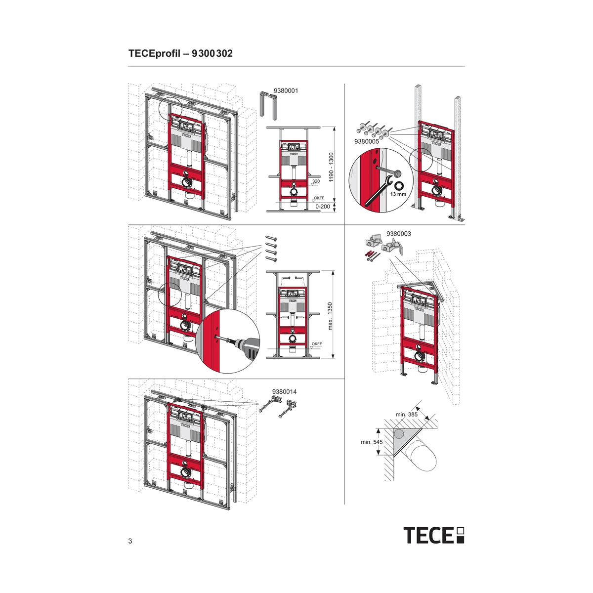 Інсталяція для унітаза TECEprofil з бачком Uni 1120 мм 9300302