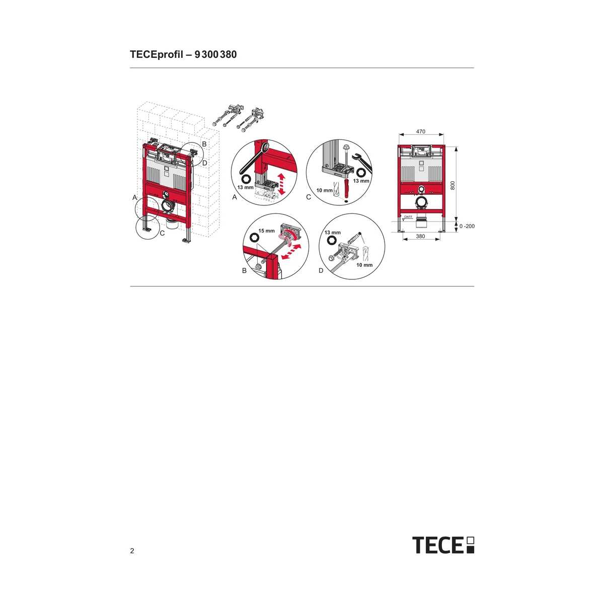 Інсталяція для унітаза-біде TECEprofil низька 820 мм з бачком Uni 9300380