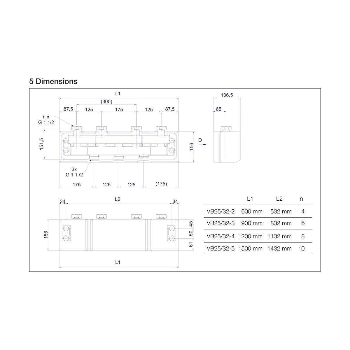 Колектор Watts VB32-4 (VB25/32-4) для 4 насосних груп DN32, 70 кВт