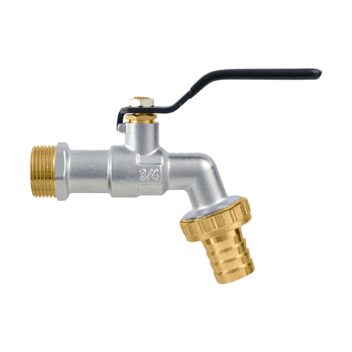 Кран шаровой поливочный 1/2" Raftec BLACK KP01 DN15 PN16 со штуцером для шланга