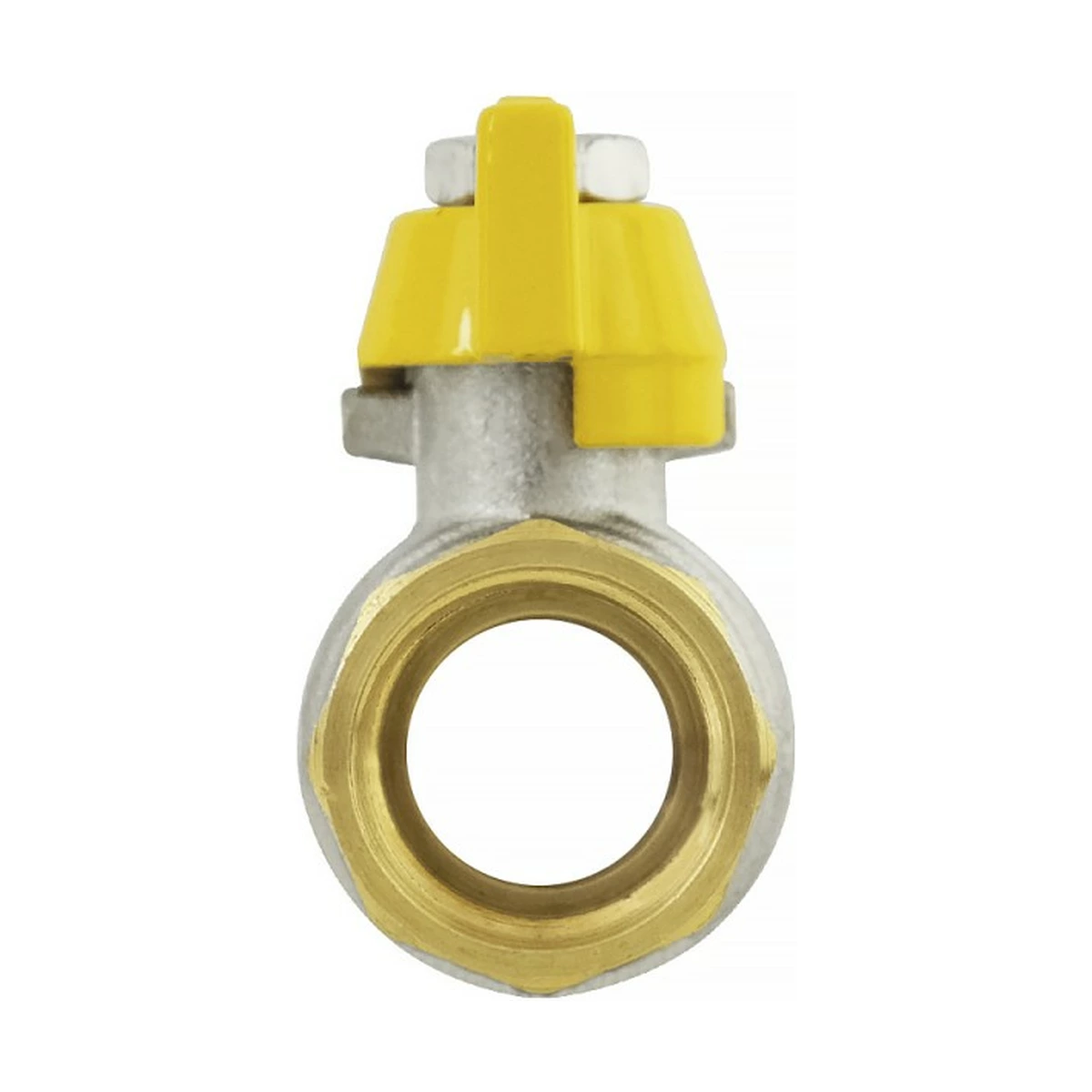 Кран шаровой газовый муфтовый 1/2" ВР-НР бабочка Raftec YELLOW GRB11 DN15 PN40 латунь никелированная