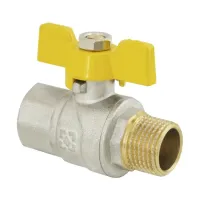 Кран кульовий газовий муфтовий 1/2" ВР-ЗР метелик Raftec YELLOW GRB11 DN15 PN40 латунь нікельована