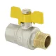 Кран шаровой газовый муфтовый 1/2" ВР-НР бабочка Raftec YELLOW GRB11 DN15 PN40 латунь никелированная
