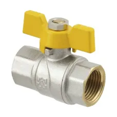 Кран шаровой газовый муфтовый 3/4" ВР-ВР бабочка Raftec YELLOW GRB2 DN20 PN40 латунь никелированная