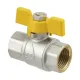 Кран шаровой газовый муфтовый 3/4" ВР-ВР бабочка Raftec YELLOW GRB2 DN20 PN40 латунь никелированная