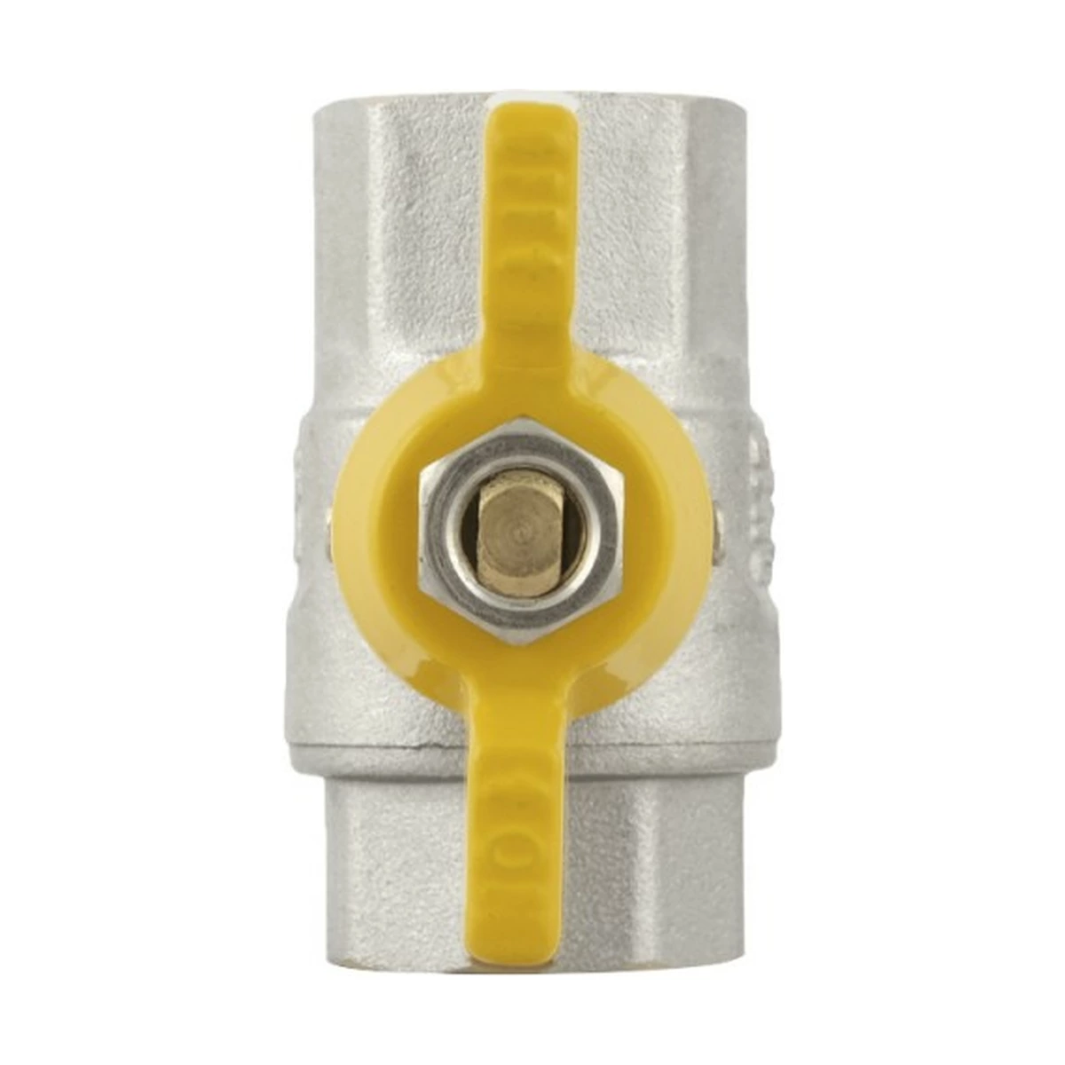 Кран шаровой газовый муфтовый 3/4" ВР-ВР бабочка Raftec YELLOW GRB2 DN20 PN40 латунь никелированная