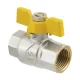 Кран шаровой газовый муфтовый 3/4" ВР-ВР бабочка Raftec YELLOW GRB2 DN20 PN40 латунь никелированная