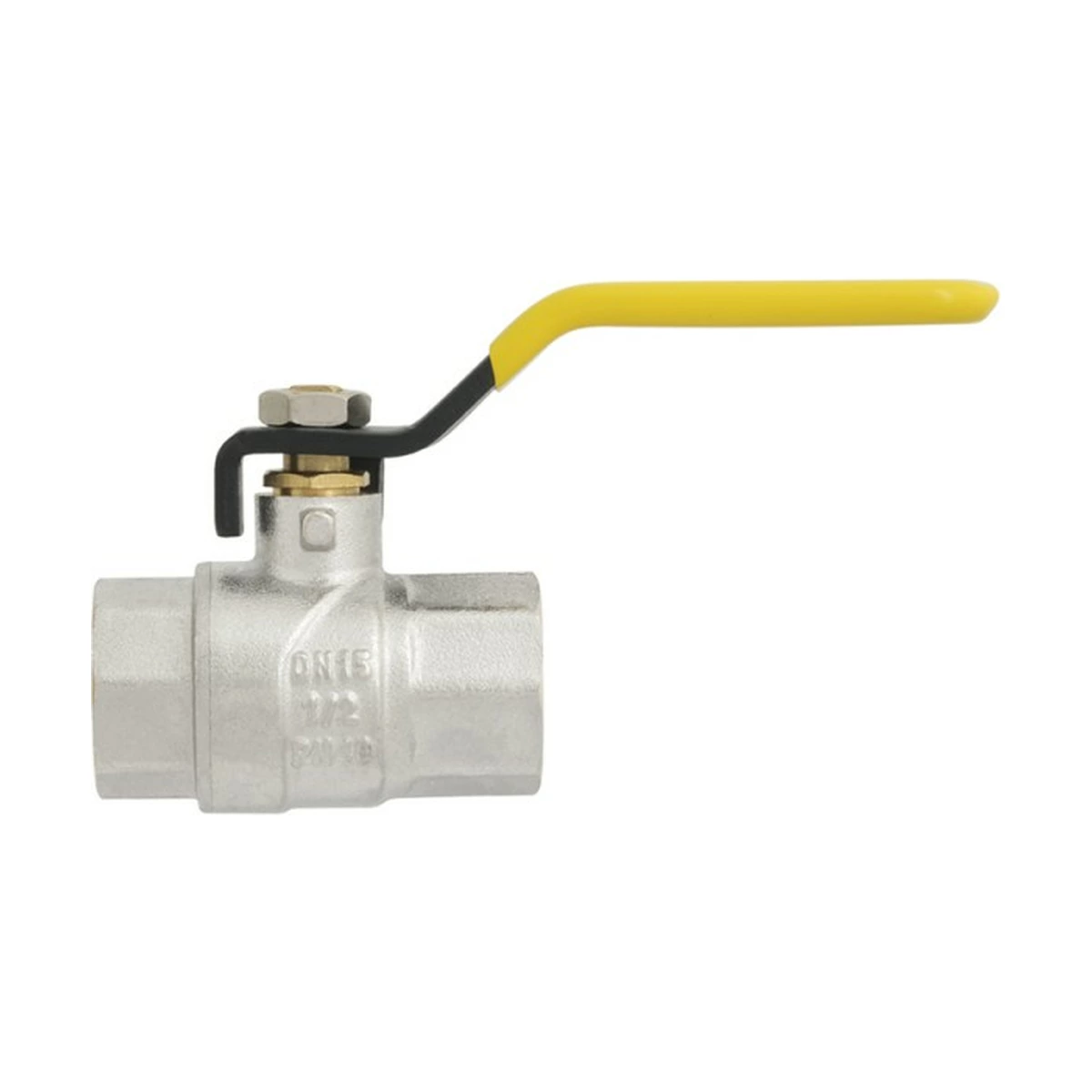 Кран шаровой газовый муфтовый 3/4" ВР-ВР ручка Raftec YELLOW GRH2 DN20 PN40 латунь никелированная
